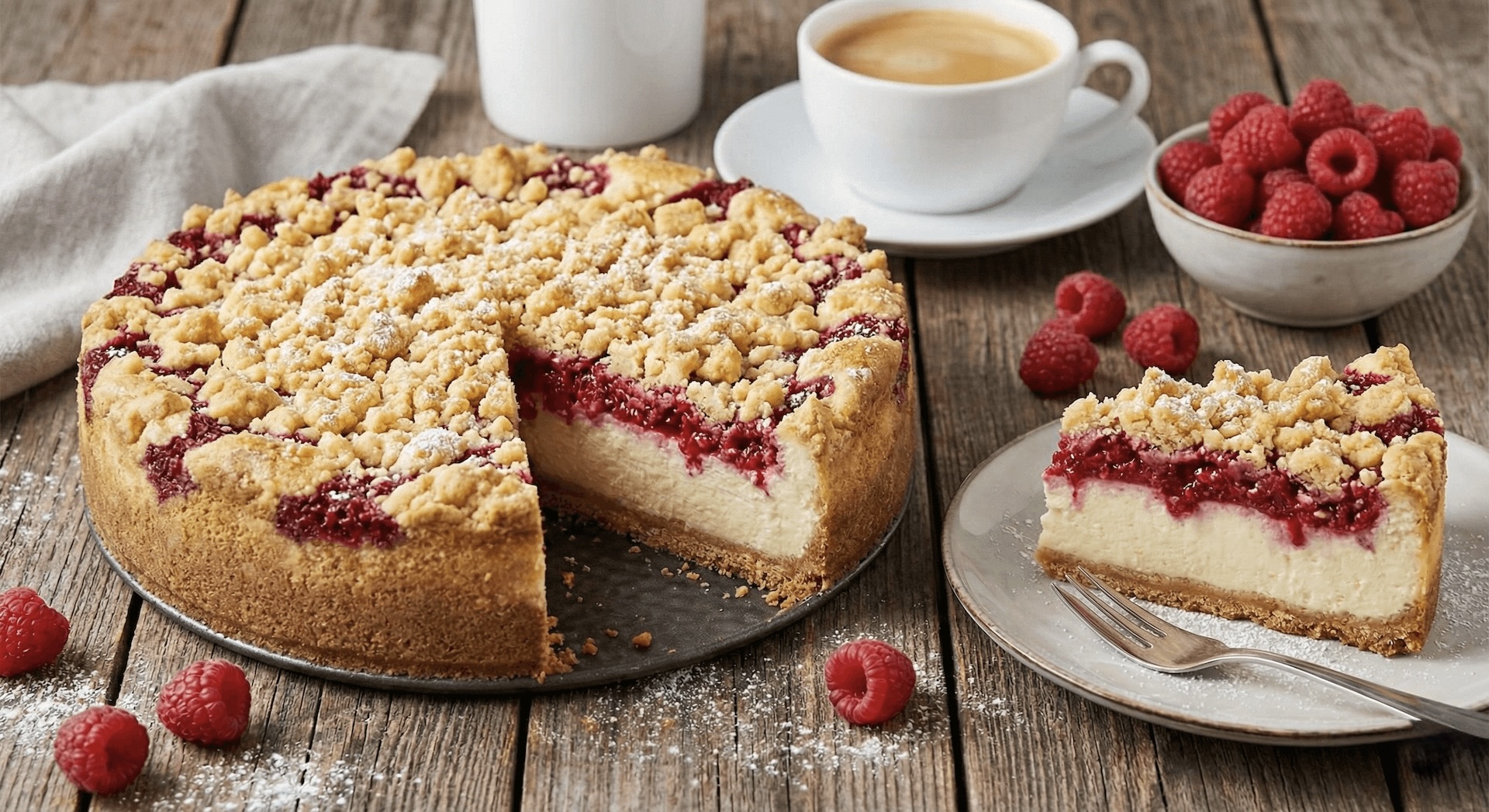 Himbeer-Käsekuchen mit Streuseln